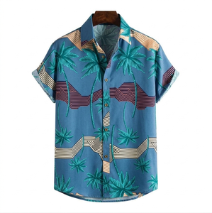 Camisa de manga corta para hombre, tejida, estampada, transpirable, fresca, cómoda, informal, para playa, vacaciones, suministro ODM personalizado - Product Image 4