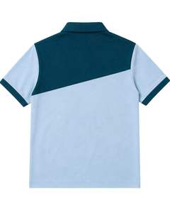 เสื้อโปโลชายสีฟ้าอ่อนและสีเขียวอมฟ้าแบบกำหนดเอง แขนสั้น สวมใส่สบาย เหมาะสำหรับกีฬากอล์ฟ ระบายอากาศได้ดี ใส่ได้ในฤดูร้อน ลายทาง - Product Image 2