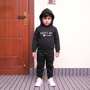 Ensemble de survêtement pour bébés et jeunes garçons, avec logo personnalisé, sweat à capuche et pantalon en molleton de coton à taille élastique, tenue d'hiver 2 pièces, vente en gros - Product Image 2