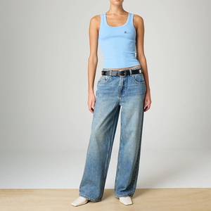Camiseta sin mangas de punto acanalado transpirable para mujer, estilo casual, de algodón, longitud regular, ideal para verano. - Product Image 5