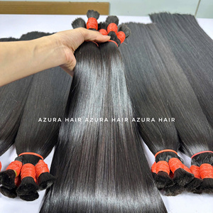 Cheveux humains bruts vietnamiens en gros, lisses, sans trame, double épaisseur, noirs naturels, pour tressage - Product Image 3
