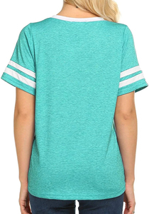 Wholesale High Quality Women Summer Tops Tee Shirts Casual Outdoor Fashion Clothing Short Sleeve Striped <b>Tshirts</b> - Product Image 5
