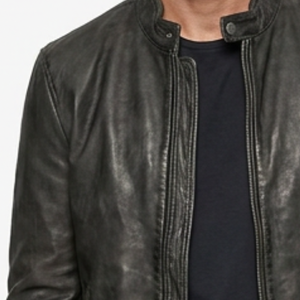 Veste en cuir noir vintage de haute qualité pour homme, col montant, style motard, cuir véritable - Streetwear haut de gamme - Product Image 3