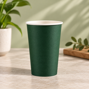 Gobelets à café jetables en papier kraft biodégradable, matériaux recyclés, qualité alimentaire, à paroi simple, écologiques, pour boissons chaudes, verts - Product Image 2
