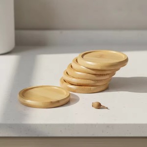 REHMAN CRAFT Natural Bamboo Coasters Raised Edge Heat-Resistant Handmade <b>Cup</b> <b>Mat</b> Set for Coffee Tea Home Kitchen Natural Wood - Product Image 4