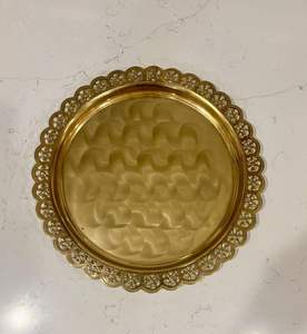 Classic Brass Serving <b>Tray</b> Handmade Decorative Metal <b>Tray</b> For Serving Tea Coffee <b>Snacks</b> In Homes Restaurants - Product Image 5