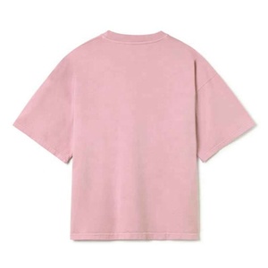 เสื้อยืดคอกลมแขนสั้นสีชมพูสำหรับผู้ชาย ทรงโอเวอร์ไซส์ ผ้าฝ้าย 100% สีพื้น ผ้าเจอร์ซีย์ถัก ย้อมสีเรียบ รุ่น 2027 - Product Image 2