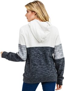 Sweat-shirt à capuche décontracté ample unisexe en maille longue avec logo brodé personnalisé et plaque lumineuse, couleur unie - Product Image 2