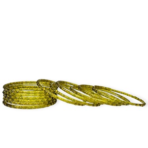 Bracelets en verre goutte de pluie kashmiri plaqués or, légers, avec accents dorés, pour mariage, vente en gros, tendance, couleur mélange vert, qualité supérieure - Product Image 3