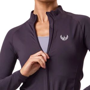 Veste de performance légère Deep Purple pour femme, à fermeture éclair intégrale, à manches longues, pour l'entraînement, la course, la gym et les activités sportives, à porter en couche. - Product Image 5
