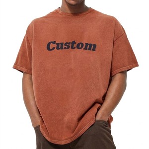 Nouveau T-shirt Homme Oversize en Coton Délavé Effet Brûlé Orange Vintage, Coupe Décontractée, Streetwear, Graphique, Logo Personnalisé - Product Image 6