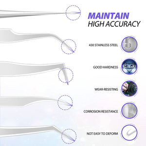 Pinzas para pestañas de acero inoxidable alemán con puntas rectas, curvas y puntiagudas, juego de pinzas para pestañas - Product Image 5