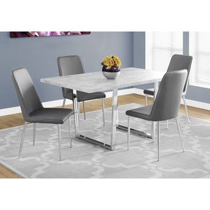 Tavolo da Pranzo Rettangolare Contemporaneo 60 Pollici per Cucina e Sala da Pranzo, Laminato Grigio con Metallo Cromato, Stile Moderno - Product Image 6