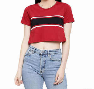 Crop top pour femme, chemise courte unie, t-shirts oversize de qualité supérieure, t-shirts courts pour femme très vendus, durables - Product Image 6