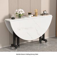 Table à manger ronde pliante moderne avec structure métallique, extensible et mobile, gain de place, pour cuisine, petit appartement, mobilier de maison