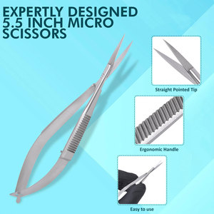 Tijeras de Precisión para Manicura, Micro Tijeras Curvas para Cutículas, Punta Afilada, Ecológicas, Personalizables, de Acero Inoxidable - Product Image 3