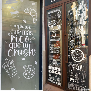 Autocollant de fenêtre transparent imprimé UV personnalisé, décalcomanie en verre ultra-clair pour la décoration des vitrines de cafés, restaurants et boulangeries - Product Image 4