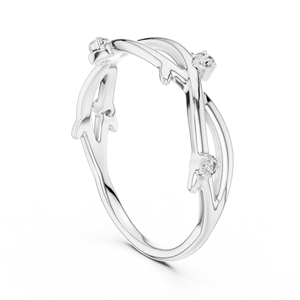 Anillo de Diamantes Cultivados en Laboratorio NATURES EMBRACE, Oro Blanco de 18 Quilates con Baño de Rodio, Corte Brillante, para Mujer, Regalo para Compromiso, Boda o Fiesta - Product Image 2