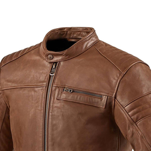 Chaqueta de cuero marrón vintage estilo retro con cremallera, abrigos cálidos de invierno a prueba de viento, chaqueta de moda para hombre. - Product Image 5