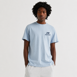 Men Solid Drop Shoulder Short Sleeve Light <b>Blue</b> Breathable Eco-Friendly 100% Cotton Smart Casual Summer <b>T</b>-Shirts - Product Image 4