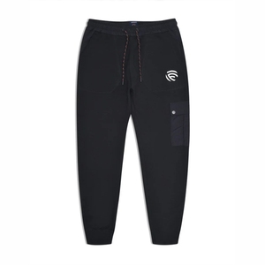 Pantalon de survêtement décontracté en toile noire légère taille haute pour hommes – Vente en gros - Product Image 2