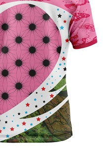 Polo à manches courtes rose Corex pour sublimation, imprimé papillon et étoiles, séchage rapide, en polyester, pour sport décontracté - Product Image 6