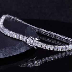 Moissanite Tennis <b>Bracelet</b> Baguette Cut Channel Setting Diamond Charm Solid <b>White</b> Gold Unique Daily Wear <b>Bracelet</b> - Product Image 2