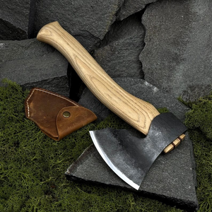 UM STEEL Flat Backed Felling Axe Stainless Steel Blade Wooden Handle Tree Cutting Forestry <b>Tool</b> Industrial Grade 5 Inch Edge - Product Image 5