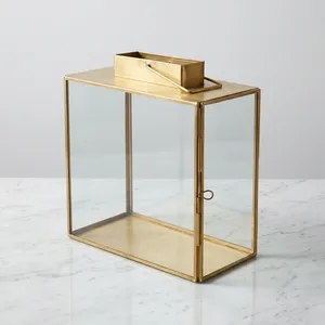 Artisan Design Handmade Square <b>Brass</b> <b>Lantern</b> with Glass Panels for Home Decoration Candle Holder - Product Image 2