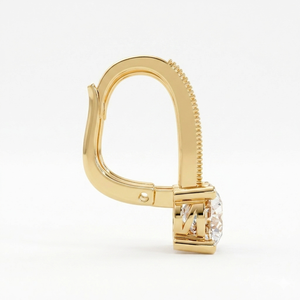 Pendientes de Aro Milgrain Solitaire Pave de Oro Puro de 14K con Diamante Cultivado en Laboratorio de Corte Redondo Certificado IGI, Pendientes Huggie Colgantes, Joyería de Lujo - Product Image 4