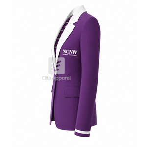 Blazer personnalisé du conseil NCNW avec logo brodé violet et blanc, doublure en polyester avec logo répété imprimé pour femme - Product Image 4