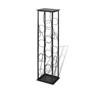 Porte-vin en fer pour 8 bouteilles, support à vin vertical autoportant en métal, meuble de bar moderne noir, présentoir de rangement - Product Image 1