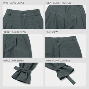 Pantalon droit plissé REDDITO pour femme, taille mi-haute, coupe droite, longueur intégrale, coupe-vent, décontracté, couleur unie, respirant - Product Image 4