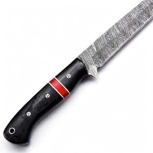 Cuchillo de filetear hecho a mano de acero de Damasco con mango de madera de ébano negro, herramienta culinaria - Product Image 2