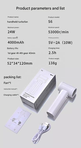 Ventilador de Mano Nuomiqian A78, Recargable por USB, Alta Velocidad, 4 Niveles, Ventilador de Tormenta, 53000 RPM, Ventilador de Bolsillo para Exteriores (Nuevo) - Product Image 6