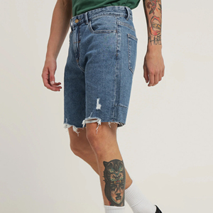 Shorts de Mezclilla Personalizados para Hombre, Estilo Urbano, Corte Holgado, Tejido Grueso, Lavado Vintage y Diseño Multigráfico - Product Image 2