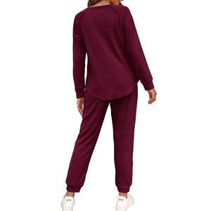 ชุดลำลองฤดูหนาวสำหรับผู้หญิงแบบสองชิ้น PIHA SPORTS เสื้อฮู้ดและกางเกงขายาวมีกระเป๋าข้าง ผลิตจากผ้าโพลีเอสเตอร์/คอตตอนฟลีซ น้ำหนัก 260 กรัม - Product Image 2