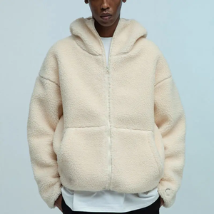 Sweat à capuche oversize en polaire sherpa pour homme, veste à capuche zippée intégrale, sweat à capuche décontracté pour l'hiver, sweat à capuche doublé en polaire sherpa uni - Product Image 2