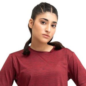 Camiseta de manga corta para mujer, color burdeos, cuello redondo, dobladillo curvo, corte informal y relajado, básica para el día a día, ligera, a la moda, para verano - Product Image 2