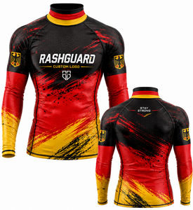 Camiseta de Compresión de Manga Corta para Hombre con Estampado Personalizado de la Bandera de Alemania para BJJ, MMA, Grappling, Entrenamiento No Gi - Spandex/Nylon de Secado Rápido - Product Image 1