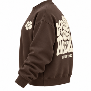 Sudadera Unisex Marrón con Cuello Redondo y Mangas Raglán, 100% Algodón, Oversize, Ecológica, Transpirable, con Estampado Personalizado - Product Image 3