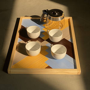 Bandeja de Café de Madera Estilo Vintage Personalizable con Diseño Clásico, Bandeja Decorativa con Pintura para Muebles de Sala de Estar - Product Image 4