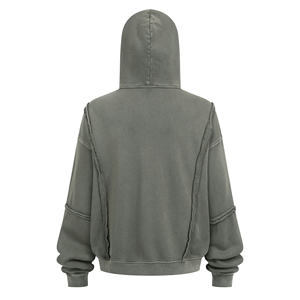 Manufacturers Vintage Acid <b>Wash</b> Hoodie for Men 100% Cotton Distressed No Drawstring Plain Hoodies - Product Image 2