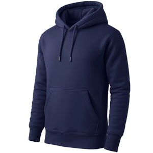 Men's <b>Navy</b> Blue Hooded Fleece <b>Sweatshirt</b> Solid Color Casual Autumn Wear Regular Fit Knitted Cotton Hoodie - Product Image 1