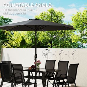 Set di Mobili da Giardino Neri in 8 Pezzi con Ombrellone da 2,7 Metri, Tavolo e Sedie da Esterno - Product Image 5