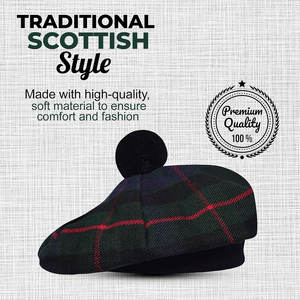 Gorro Tradicional Escocés Tam o' Shanter con Pompón, Gorro de Lana con Diseño Tartán, Venta al Por Mayor - Product Image 6