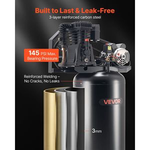 Compressore d'Aria Industriale Lubrificato a Olio da 5HP, 12 SCFM, 90-145 PSI, con Serbatoio da 60 Galloni, per Uso Intensivo - Product Image 5