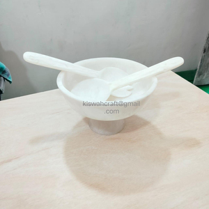 Cuencos de resina blanca de la mejor calidad con cuchara, vajilla pulida de primera calidad para fiestas, cuenco para servir económico - Product Image 1