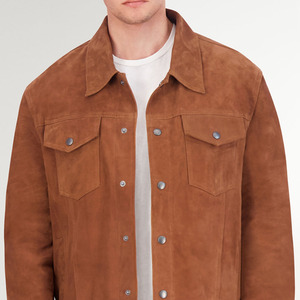 Premium Design Winter <b>Suede</b> <b>Leather</b> <b>Jacket</b> Stand Front Breathable Windproof Refined Texture Comfortable Wear Designed - Product Image 3