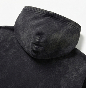 Sweat à capuche sportif ample pour homme, en molleton de coton, délavé à l'acide, à manches longues, épaules tombantes, avec cordon de serrage et poches avant, respirant - Product Image 4